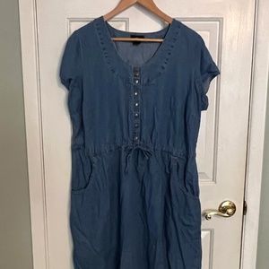 Ellos denim chambray dress large drawstring waist
